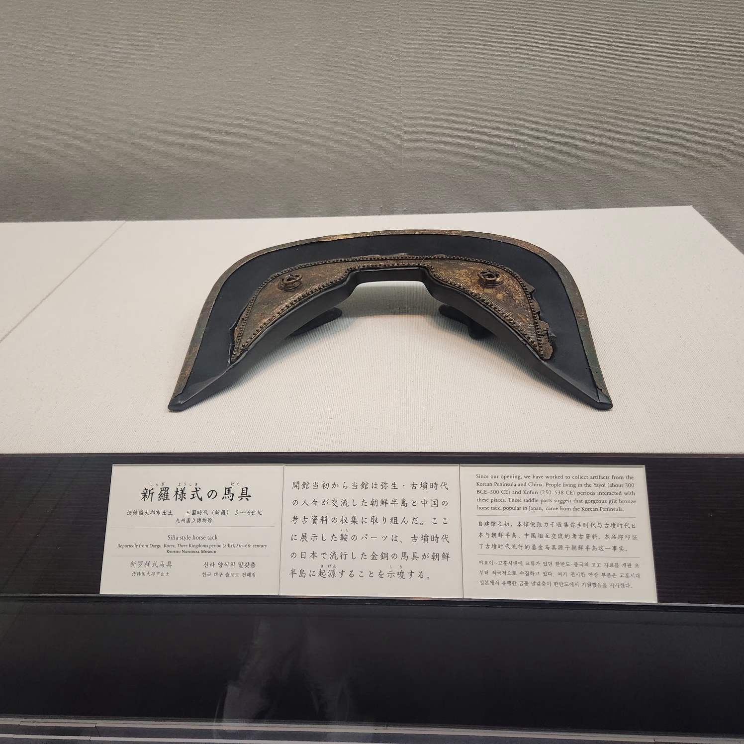 규슈 박물관에서 촬영한 신라 양식 말갖춤(달성고분 관련)